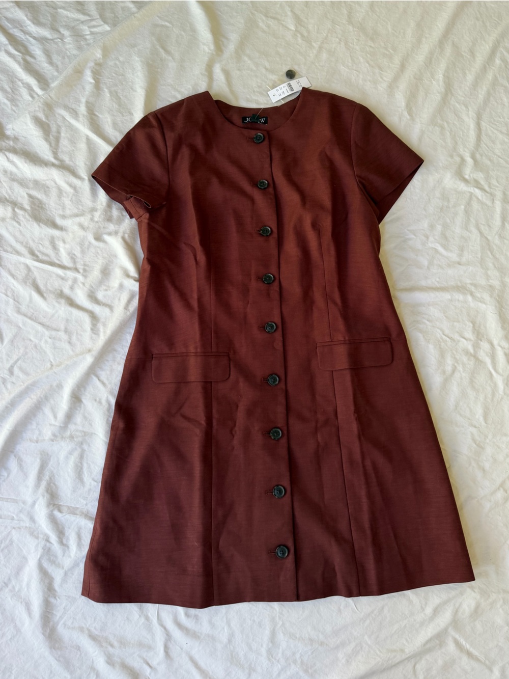 J. Crew Rust Short-Sleeve Button-Front Mini Dress